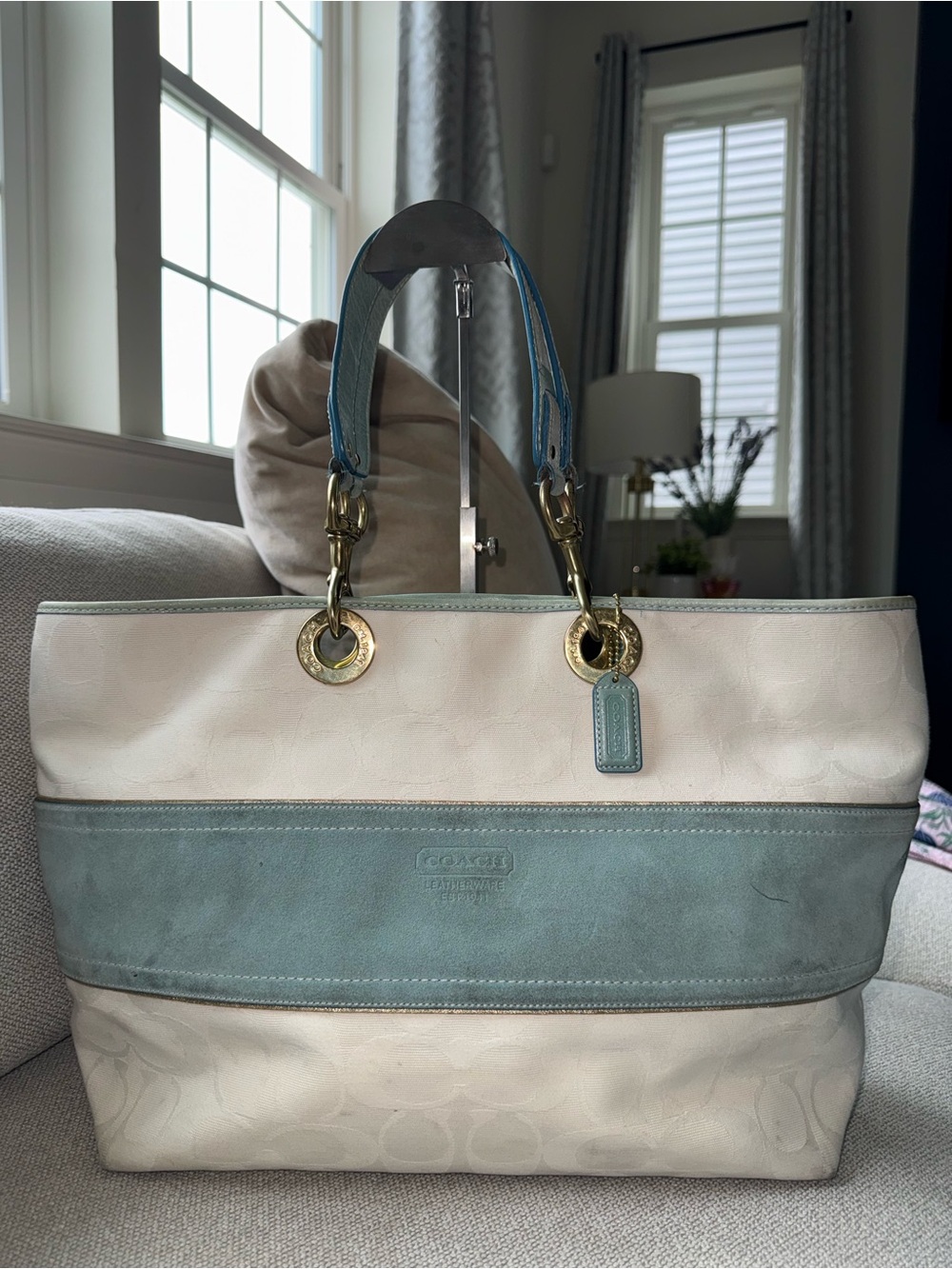Coach vintage signature c and suede tote